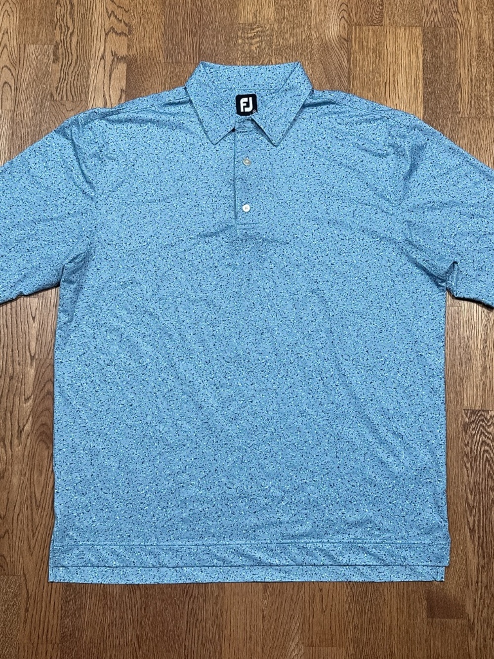 Footjoy Lisle Granite Print Confetti Blue All Over Golf Polo Shirt Mens 2XL